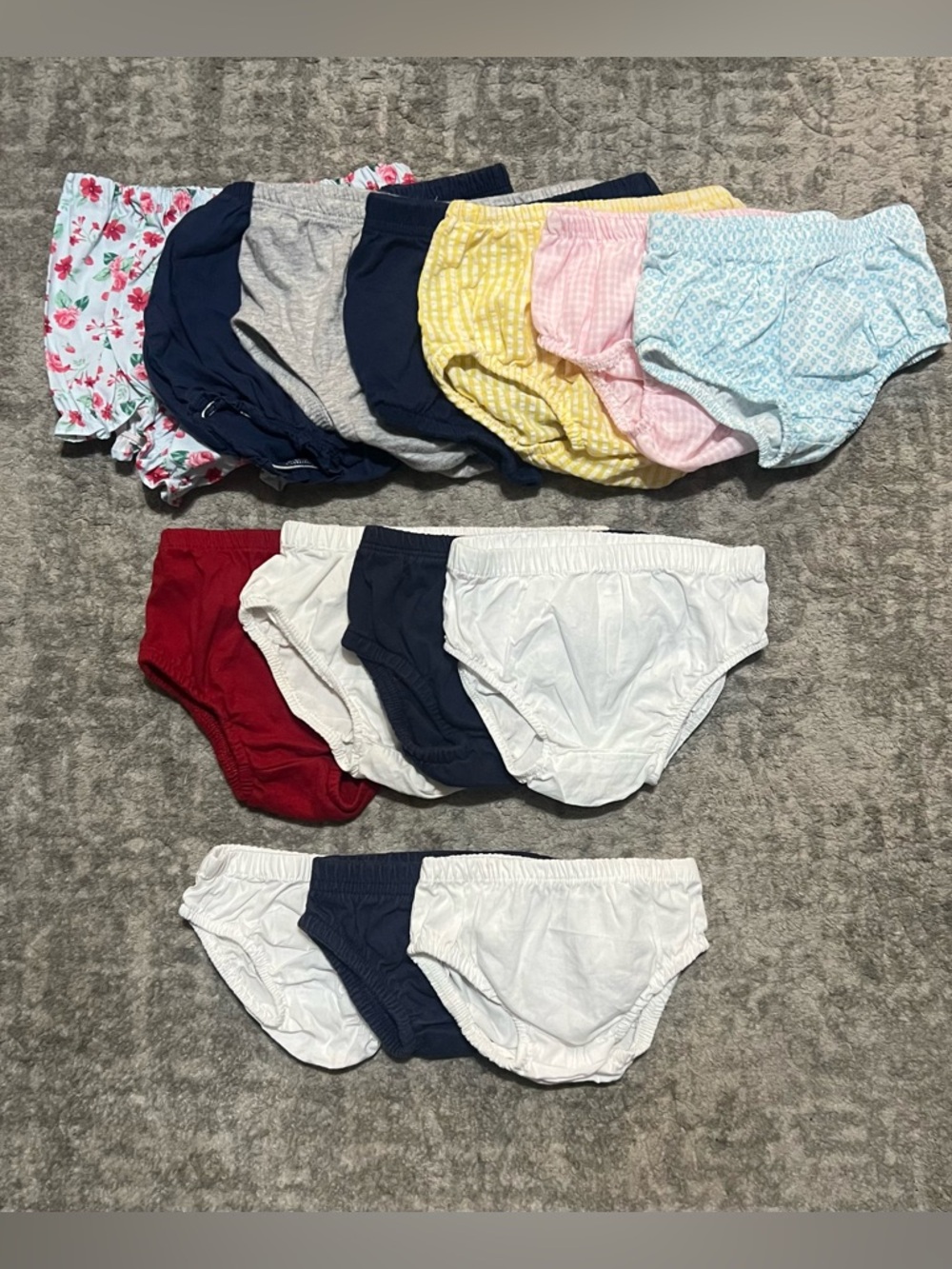 Bundle of 14 baby girl diaper cover/bloomers. Sizes 0-3 months-18 months.